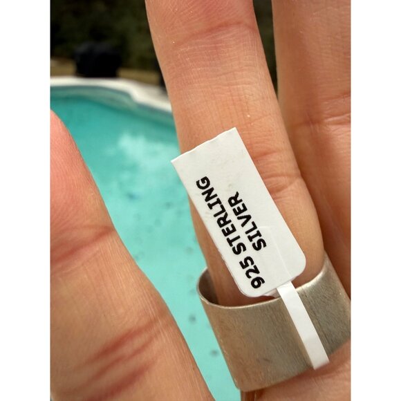 Artisan Sterling Silver Number 8 Turquoise Ring 10 Wide Cigar Band Southwest Nwt - Picture 4 of 9